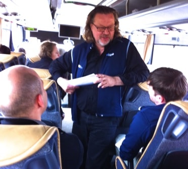 Traveling Symposium: Lassi Heininen (Finland) & participants Gleb Yarovoy (Russia) & Igor Shevchuck Discussing on the Calotte Academy Bus